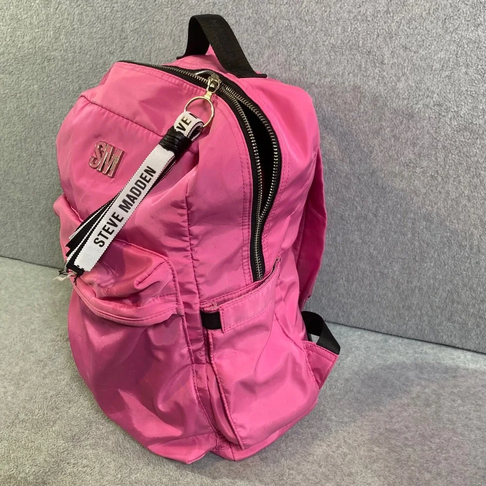 Steve Madden Backpack Women's Medium Pink Nylon Lightweight Logo Flaw Fair
